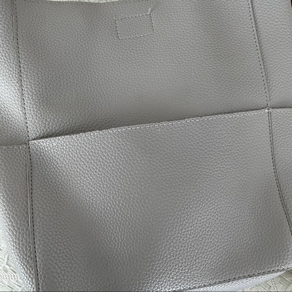 Gray Pebbled Leather Like Handbag Multicolor Strap - Picture 6 of 8